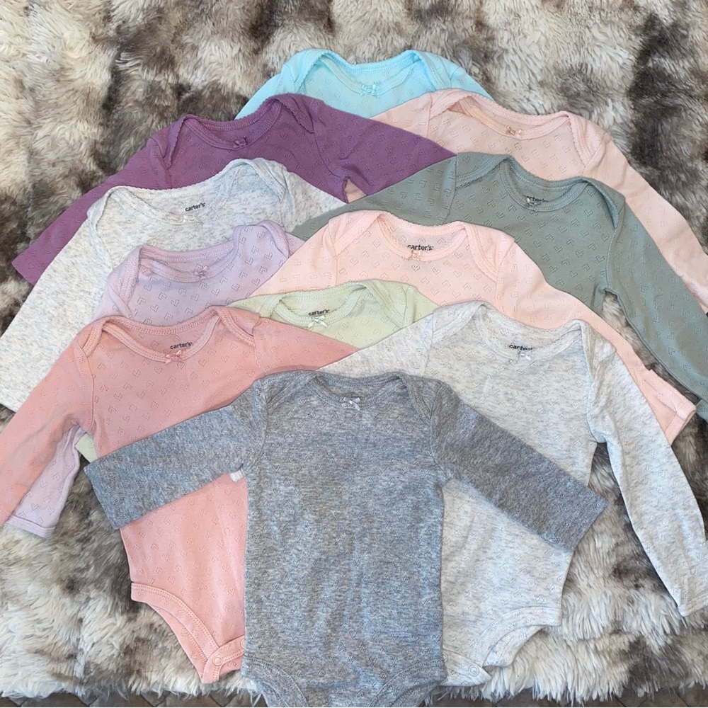 CARTER’S - 11 piece set of 3-6 mo. Baby Onesies - Heart & Bow